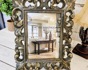 Vintage Ornate Rustic Silver Picture Frame: Drexel Heritage, 5x7