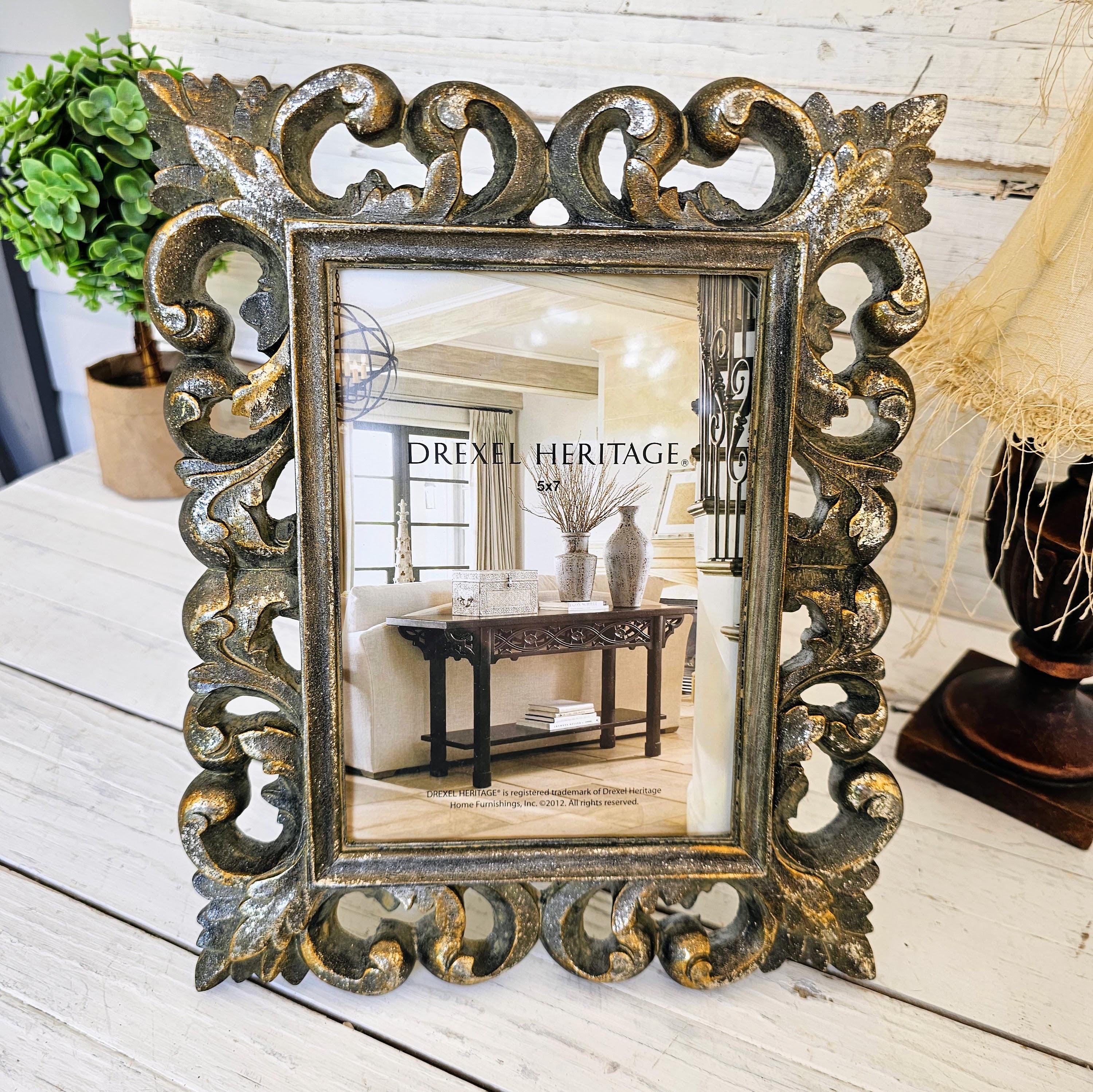 Vintage Ornate Rustic Silver Picture Frame: Drexel Heritage, 5x7