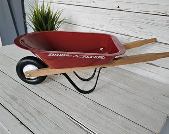 Radio Flyer Metal Wheel Barrel – Vintage Like Toy Display, Tabletop Planter