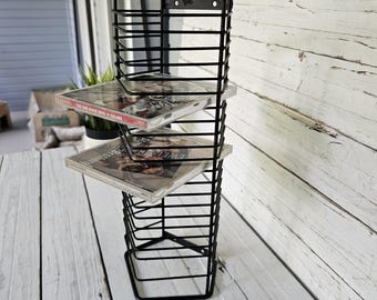Vintage 1990s Atlantic Metal CD Tower Rack 12” Holds 20 Black