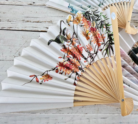 Set of 4 Unique Hand Paper Fans - Oriental Design… - image 3