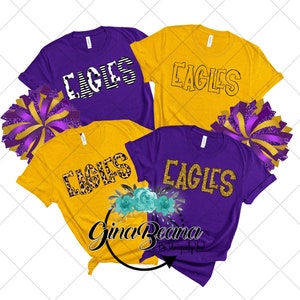 Aangepaste kleur Eagles School Spirit Shirt, Back to School T-shirt, Pep Rally, Eagle Spirit Wear, Homecoming Tshirts.  Ginabeana