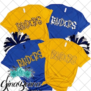 Custom Color Raiders School Spirit Shirt, Back to School tee, Pep Rally, Raider Spirit Wear, Homecoming Tshirts.  Ginabeana