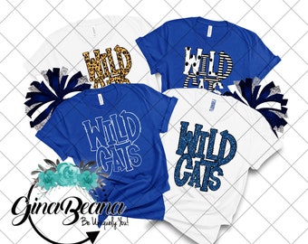 Aangepaste kleur Wildcats School Spirit Shirt, Back to School T-shirt, Pep Rally, Wild Cats Spirit Wear, Homecoming-T-shirts.  Ginabeana