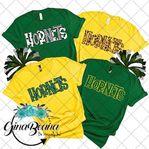 Custom Color Hornets School Spirit Shirt, Back to School tee, Pep Rally, Hornets Spirit Wear, Homecoming Tshirts.  Ginabeana