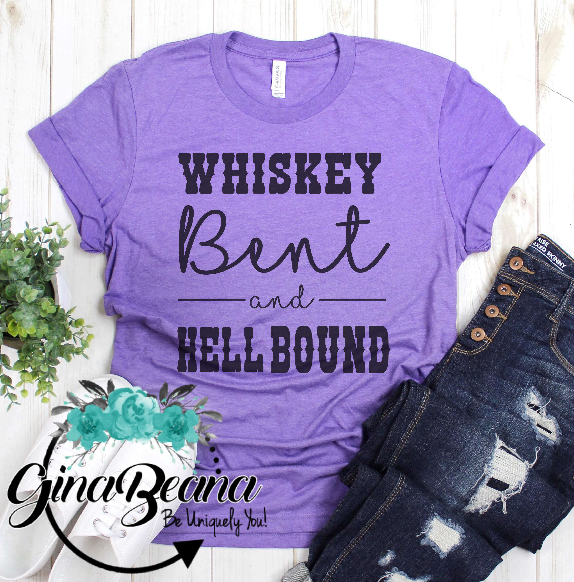 Bachelorette shirts GinaBeana Whiskey Bent and Hell Bound Tee Whiskey Shirt Drinking Tshirt