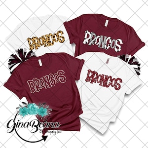 Custom Color Broncos School Spirit Shirt, Back to School tee, Pep Rally, Broncos Spirit Wear, Homecoming Tshirts.  Ginabeana