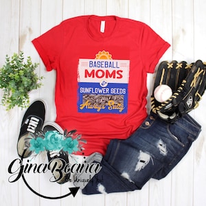 Baseball Moms and sunflower seeds always salty Tshirt. baseball mom tees, Tball mom shirts, Summer Mom T-shirts, Ginabeana