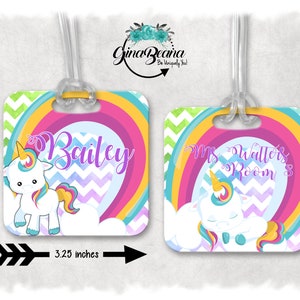 Personalized Rainbow Unicorn Backpack Tag, Back to school Bag tag, Sports Bag Tag, Dance BagTag