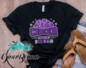 Personalize your colors Glitter CHEER Mom Tee, Custom Cheer Mom shirt,  Cheer Mom shirt, Cheerleading mom shirt Ginabeana