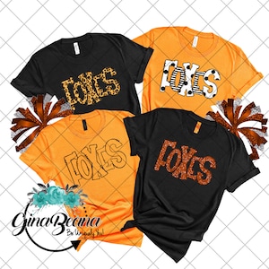 Custom Color Foxes School Spirit Shirt, Back to School tee, Pep Rally, Foxes Spirit Wear, Homecoming Tshirts.  Ginabeana