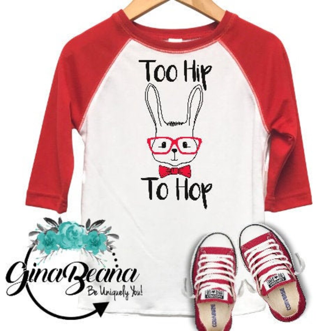 Too Hip to Hop Easter Shirt, Boys Easter Shirt, Bunny Glasses, Nerdy