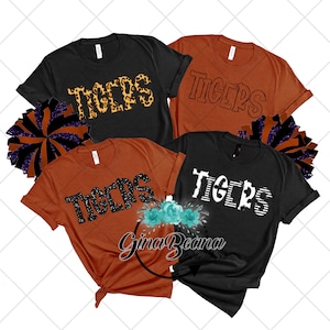 Custom Color Tigers School Spirit Shirt, Back to School tee, Pep Rally, Tiger Spirit Wear, Homecoming Tshirts.  Ginabeana