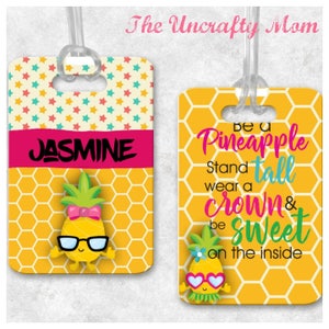 Personalized pineapple girl bagtag backpack tag