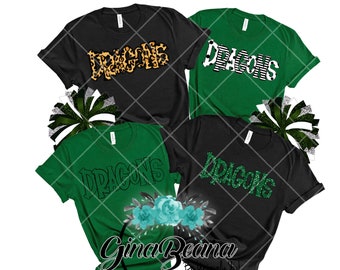 Custom Color Dragons School Spirit Shirt, Back to School tee, Pep Rally, Dragons Spirit Wear, Homecoming Tshirts.  Ginabeana