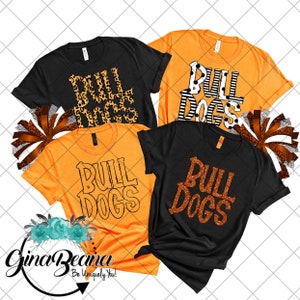 Custom Color Bulldogs School Spirit Shirt, Back to School tee, Pep Rally, Bull dog Spirit Wear, Homecoming Tshirts.  Ginabeana