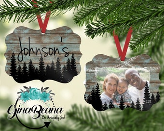 Personalized Mountain Pine Trees Photo Christmas Ornament-with gift box,Christmas gifts, Classic Tree ornament, Grandma Christmas, Ginabeana
