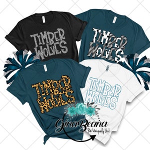 Custom Color Timberwolves School Spirit Shirt, Back to School tee, Pep Rally, Timber wolve Spirit Wear, Homecoming Tshirts.  Ginabeana