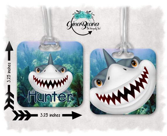 Personalized Shark Backpack Tag, Back to School Bag Tag, Sports