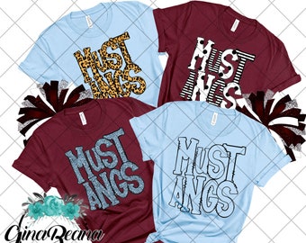 Custom Color Mustangs School Spirit Shirt, Back to School tee, Pep Rally, Mustangs Spirit Wear, Homecoming Tshirts.  Ginabeana