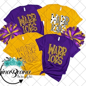Custom Color Warriors School Spirit Shirt, Back to School tee, Pep Rally, Warrior Spirit Wear, Homecoming Tshirts.  Ginabeana