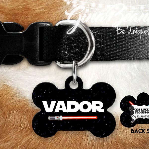 Personlized Pet ID Tag Bone Pet Tag-Vador Wars Dog Tag Dog Name Tag