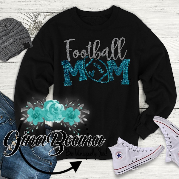 Personalize your colors Glitter Football Mom Sweatshirt, Football Mom shirt, Fall Football, Football Sweatshirt, Ginabeana