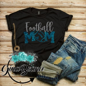 Personalize your colors Glitter Football Mom Tee, Football Mom shirt, Fall Football, Football Sweatshirt, Ginabeana