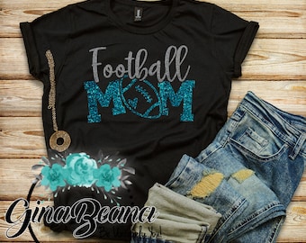 Personalize your colors Glitter Football Mom Tee, Football Mom shirt, Fall Football, Football Sweatshirt, Ginabeana
