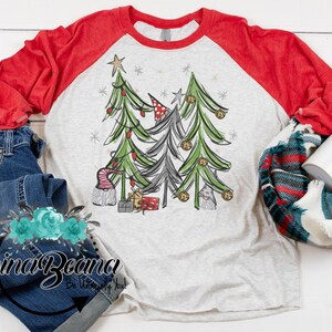 Vintage Gnome und Bäume Aquarell Weihnachten Raglan Tshirt, Vintage Weihnachten Tee, Erwachsene Weihnachten, GinaBeana
