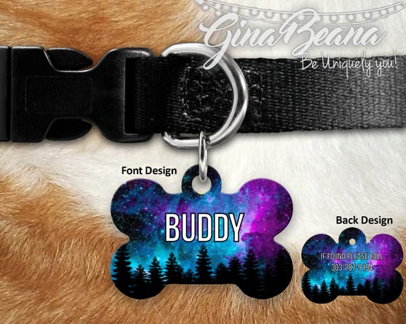 Pink and Black Personlized Pet ID Tag Deaf Blind Bone Pet Tag