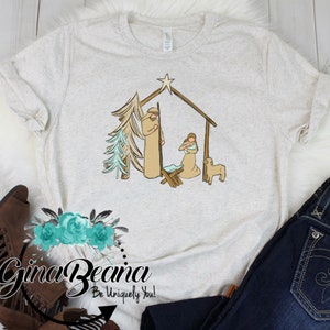 Camisa de Navidad de la Natividad, Camiseta de la Noche Santa Oh, Camisa de Navidad del Niño Jesús, GinaBeana