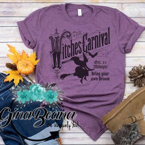 Witches Carnival Halloween Purple tee, Witch Shirt, Trendy Halloween shirts, Vintage Halloween Shirt, Ginabeana