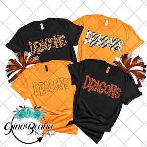 Custom Color Dragons School Spirit Shirt, Back to School tee, Pep Rally, Dragons Spirit Wear, Homecoming Tshirts.  Ginabeana