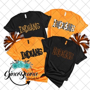 Custom Color Indians School Spirit Shirt, Back to School tee, Pep Rally, Indians Spirit Wear, Homecoming Tshirts.  Ginabeana