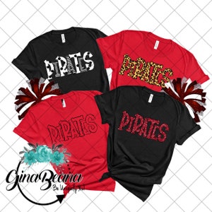 Custom Color Pirates School Spirit Shirt, Back to School tee, Pep Rally, Pirates Spirit Wear, Homecoming Tshirts.  Ginabeana