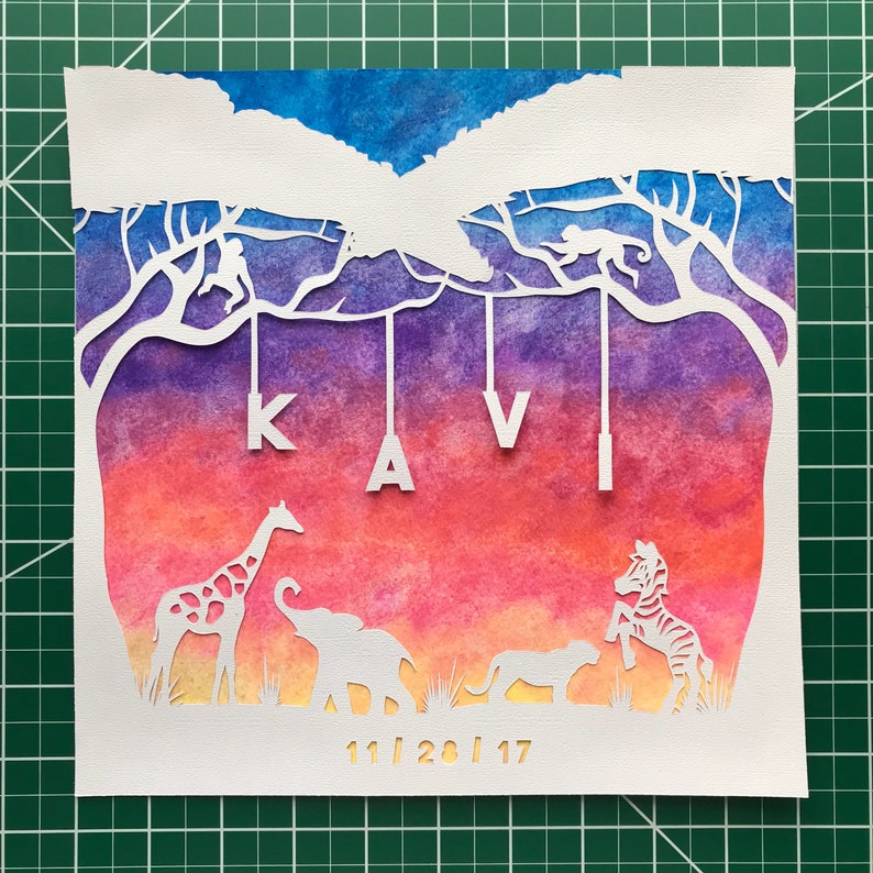 FRAMED Safari Animals Nursery Decor Personalized Baby Gift Etsy