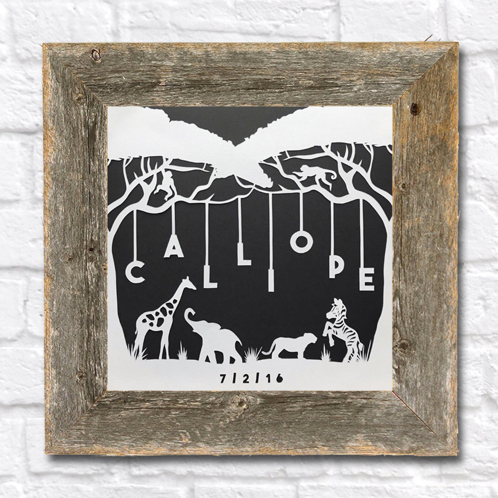 FRAMED Safari Animals Nursery Decor Personalized Baby Gift Etsy