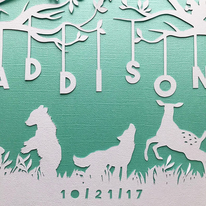 FRAMED Woodland Animals Nursery Decor Personalized Baby Gift Etsy