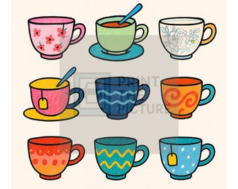 Teacup Kitchen Print: Retro Tea Lover Wall Art (Digital Download)