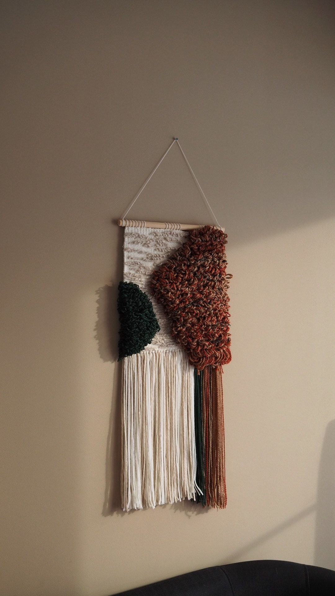 Woven wall Hanging in Burnt Orange Woven tapestry Textile Etsy