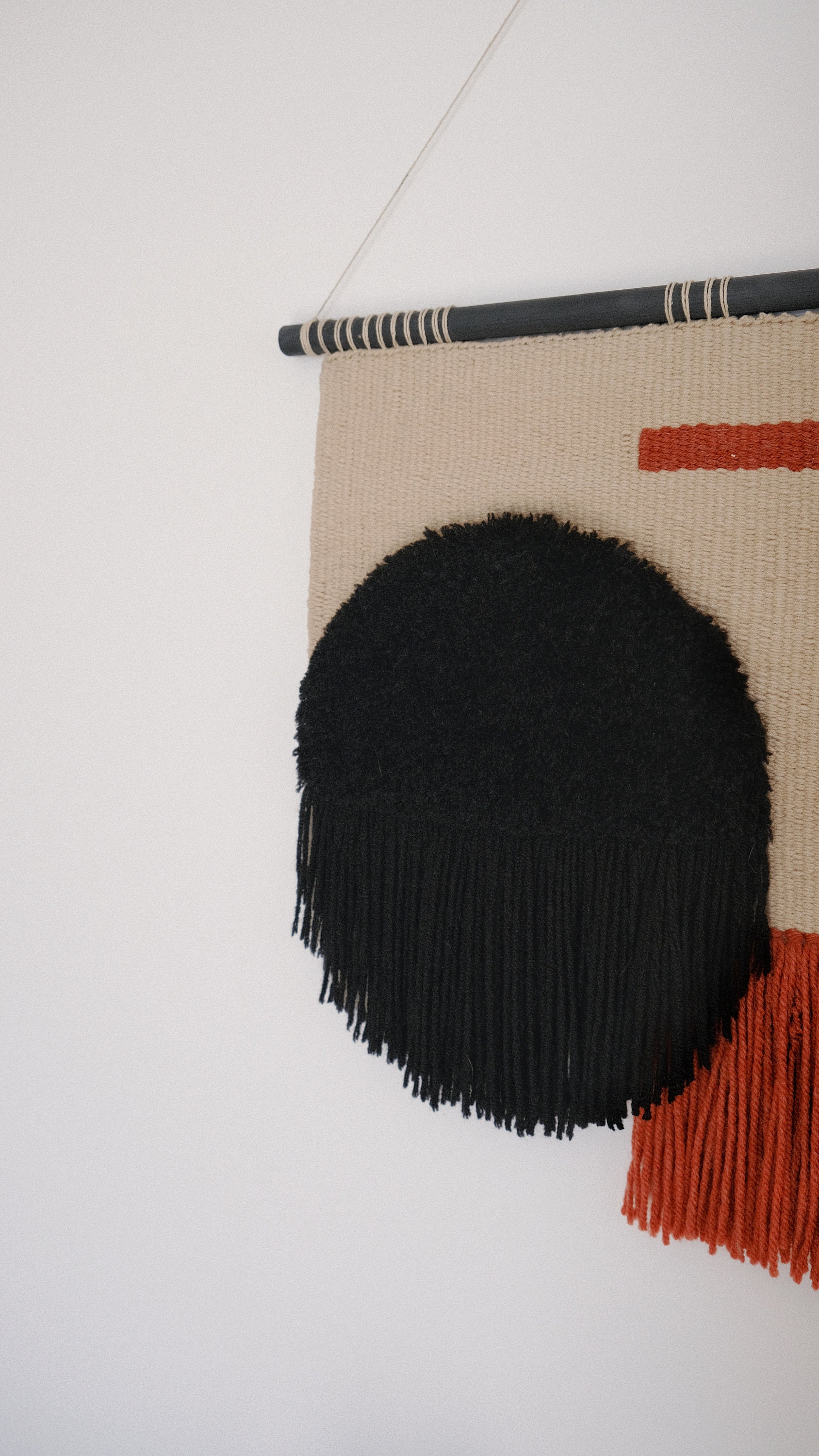 Burnt Orange and Black Woven Wall Hanging Mid Century Wall Etsy