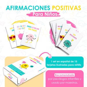 Afirmaciones Positivas para niños, Tarjetas de afirmaciones positivas, Positive Affirmation Cards for children, learning cards for children