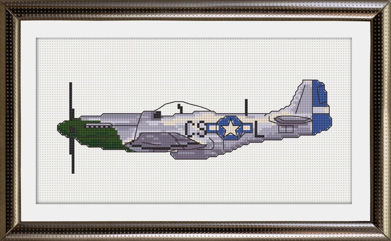 WW2 USAF plane cross stitch pattern BOGO free aviation Etsy