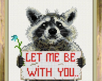 Divertente schema punto croce procione BOGO gratuito, per me sei spazzatura, schema PDF panda spazzatura