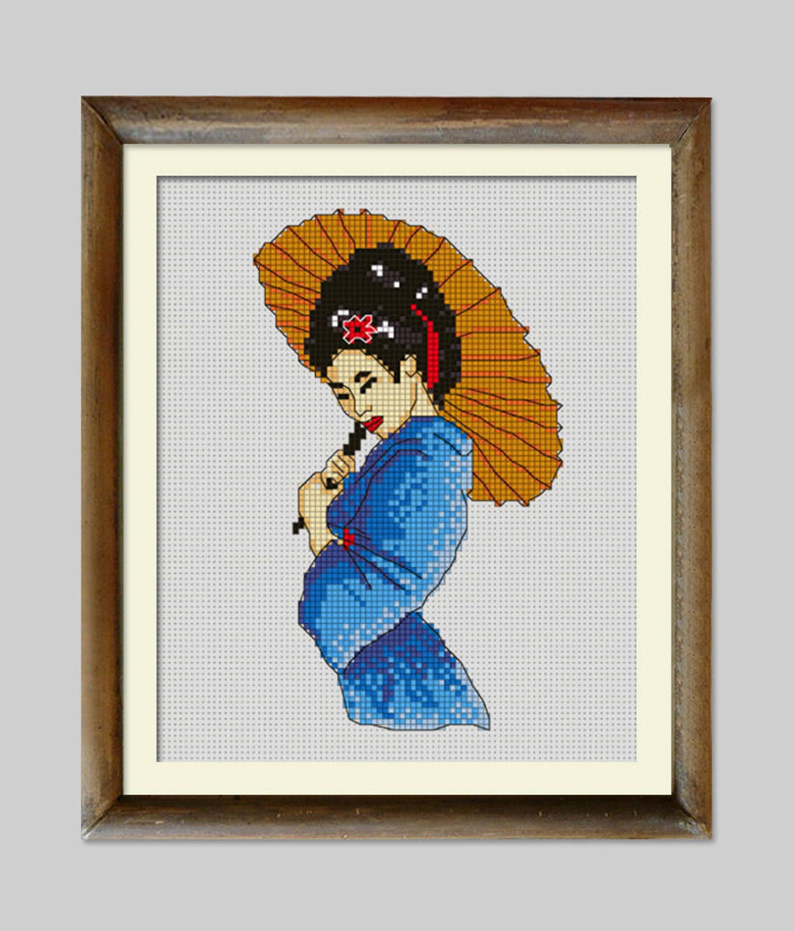 Geisha Figure Cross Stitch Pattern BOGO Free Japanese Cross Etsy