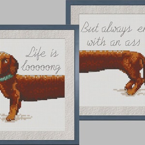 Dachshund cross stitch pattern BOGO free, subversive pattern, small cross stitch