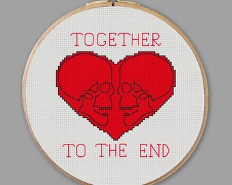 Love spell cross stitch pattern BOGO free, skull cross stitch, goth cross stitch PDF pattern