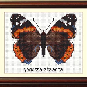 Admiral butterfly cross stitch pattern BOGO free, collection of 12 butterflies, PDF pattern