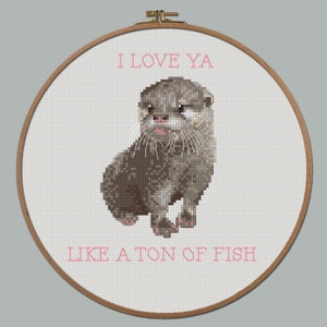 Otter cross stitch pattern BOGO free, small cross stitch, family reunion gifts